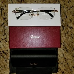 Cartier Rimless Frame Genuine Muliti-color/White Buffalo Horn. Clear Lens